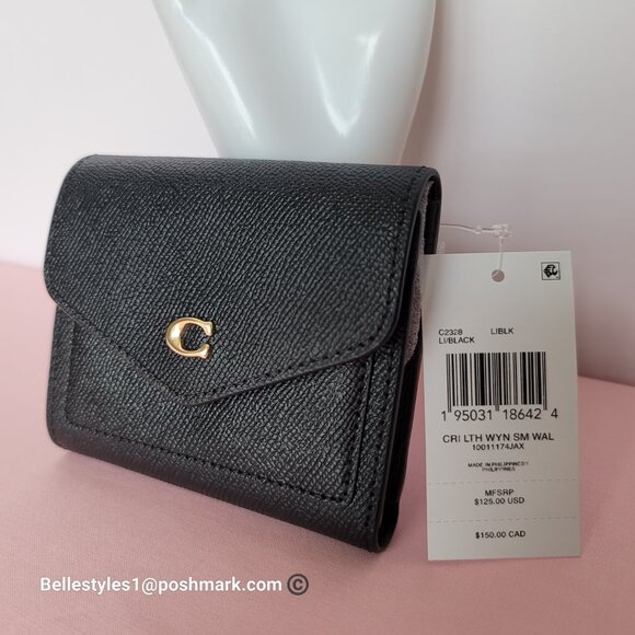 COACH Wyn Crossgrain Leather Small Leather Wallet- Black color π$89. β - Picture 15 of 16